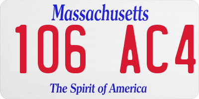 MA license plate 106AC4