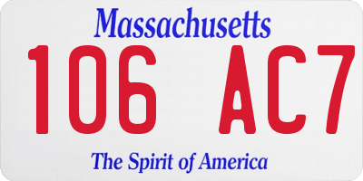 MA license plate 106AC7