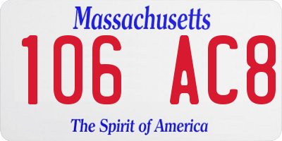 MA license plate 106AC8