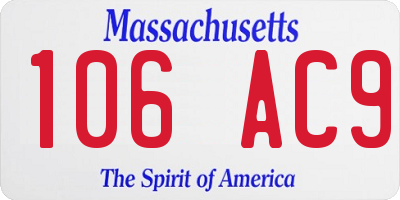 MA license plate 106AC9