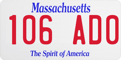 MA license plate 106AD0