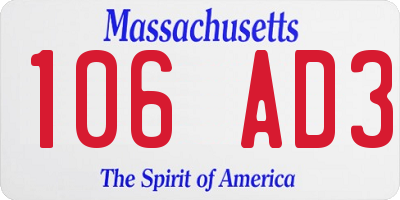 MA license plate 106AD3