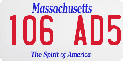 MA license plate 106AD5