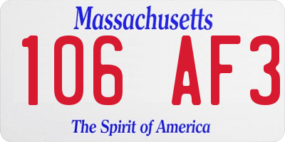 MA license plate 106AF3