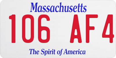 MA license plate 106AF4