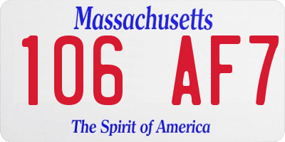 MA license plate 106AF7