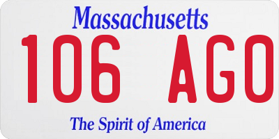 MA license plate 106AG0