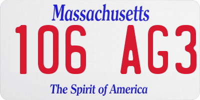 MA license plate 106AG3