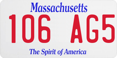 MA license plate 106AG5