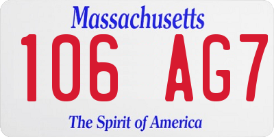MA license plate 106AG7