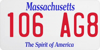 MA license plate 106AG8