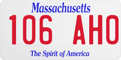 MA license plate 106AH0
