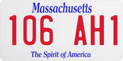 MA license plate 106AH1