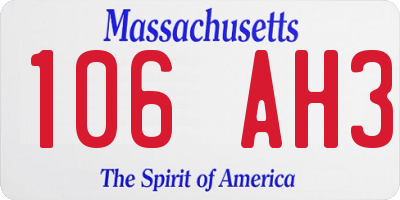 MA license plate 106AH3