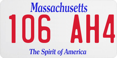 MA license plate 106AH4