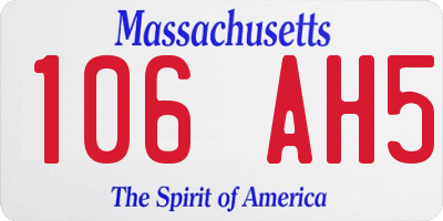 MA license plate 106AH5