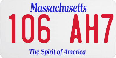 MA license plate 106AH7