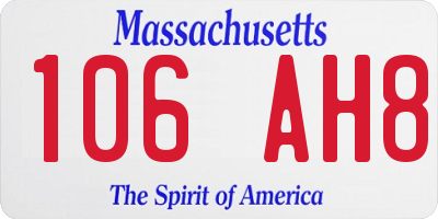 MA license plate 106AH8