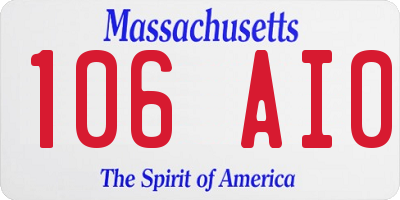 MA license plate 106AI0