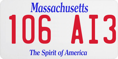 MA license plate 106AI3