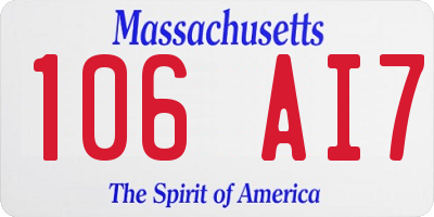 MA license plate 106AI7