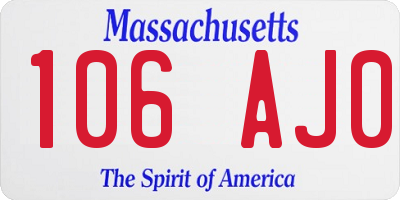 MA license plate 106AJ0