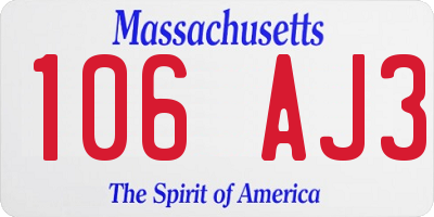 MA license plate 106AJ3