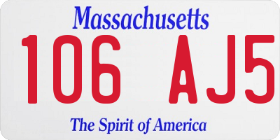 MA license plate 106AJ5
