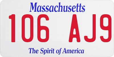MA license plate 106AJ9