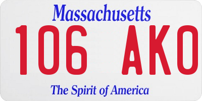 MA license plate 106AK0