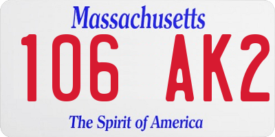 MA license plate 106AK2