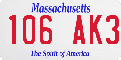 MA license plate 106AK3