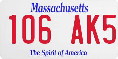 MA license plate 106AK5