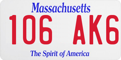 MA license plate 106AK6