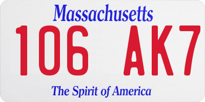 MA license plate 106AK7