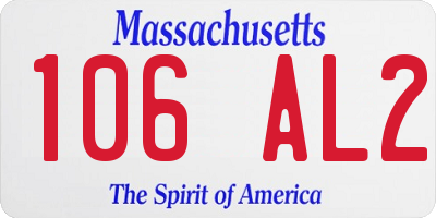 MA license plate 106AL2