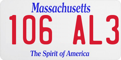 MA license plate 106AL3