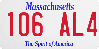 MA license plate 106AL4