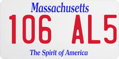 MA license plate 106AL5
