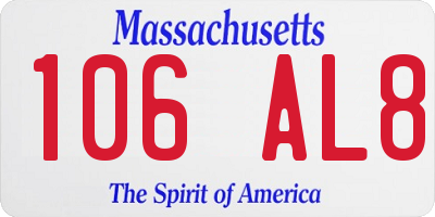 MA license plate 106AL8