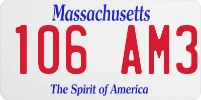 MA license plate 106AM3