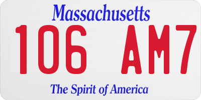 MA license plate 106AM7