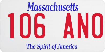 MA license plate 106AN0
