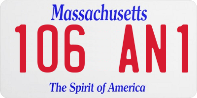 MA license plate 106AN1