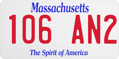 MA license plate 106AN2