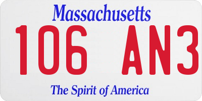 MA license plate 106AN3
