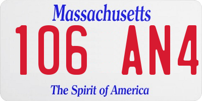 MA license plate 106AN4