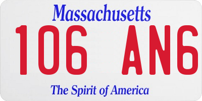 MA license plate 106AN6