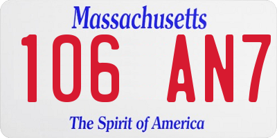 MA license plate 106AN7