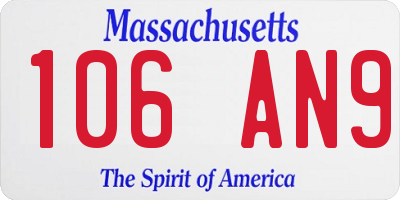 MA license plate 106AN9